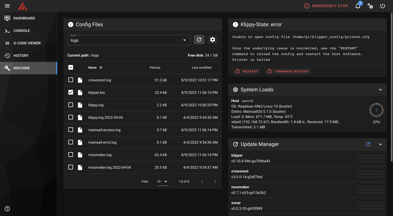 Firmware in logs