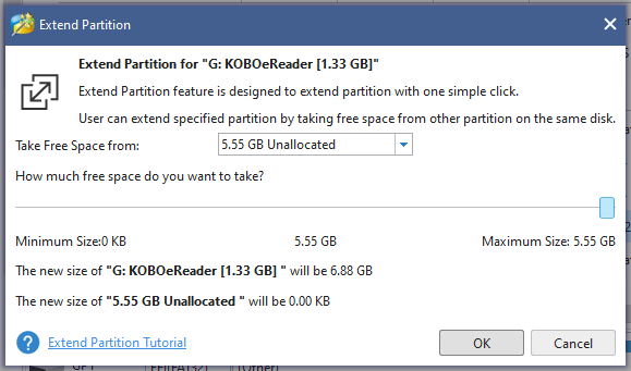 Extending partition