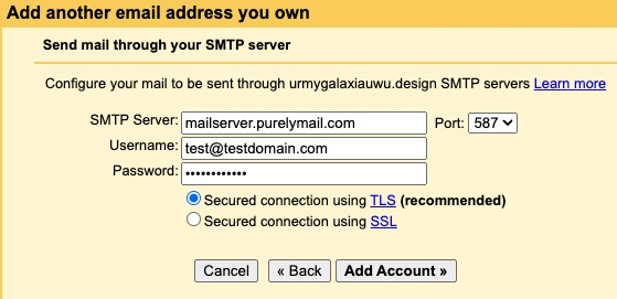 GMail SMTP setup