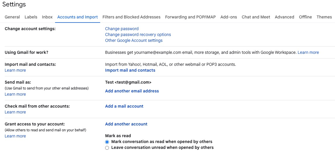 GMail settings