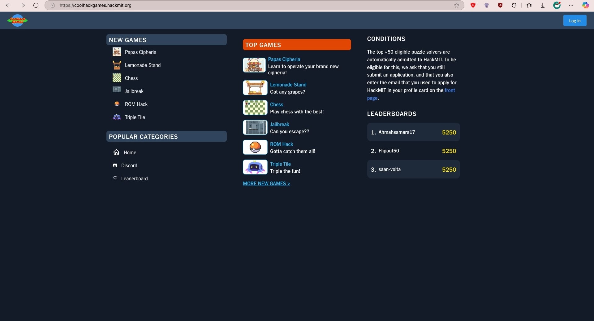 Puzzle landing page