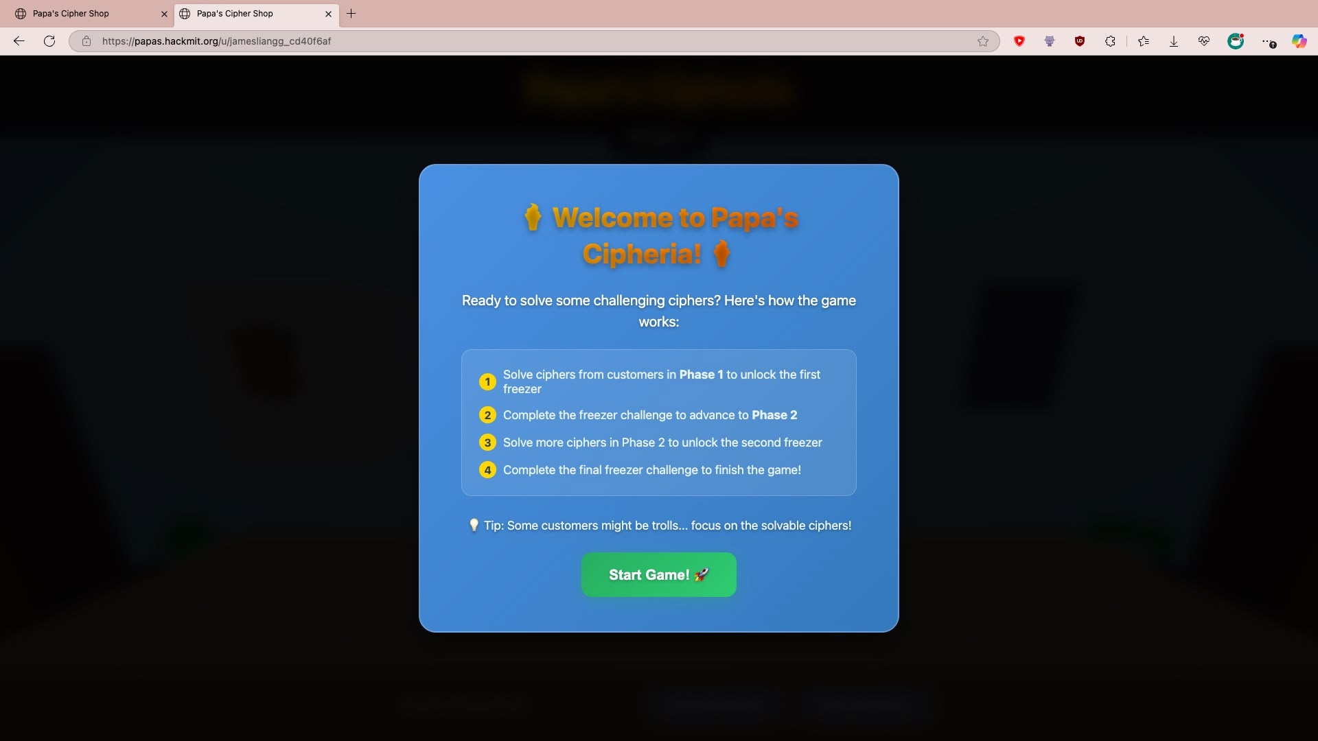 Initial load screen
