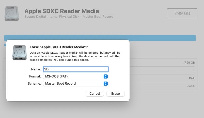 Formating the SD card