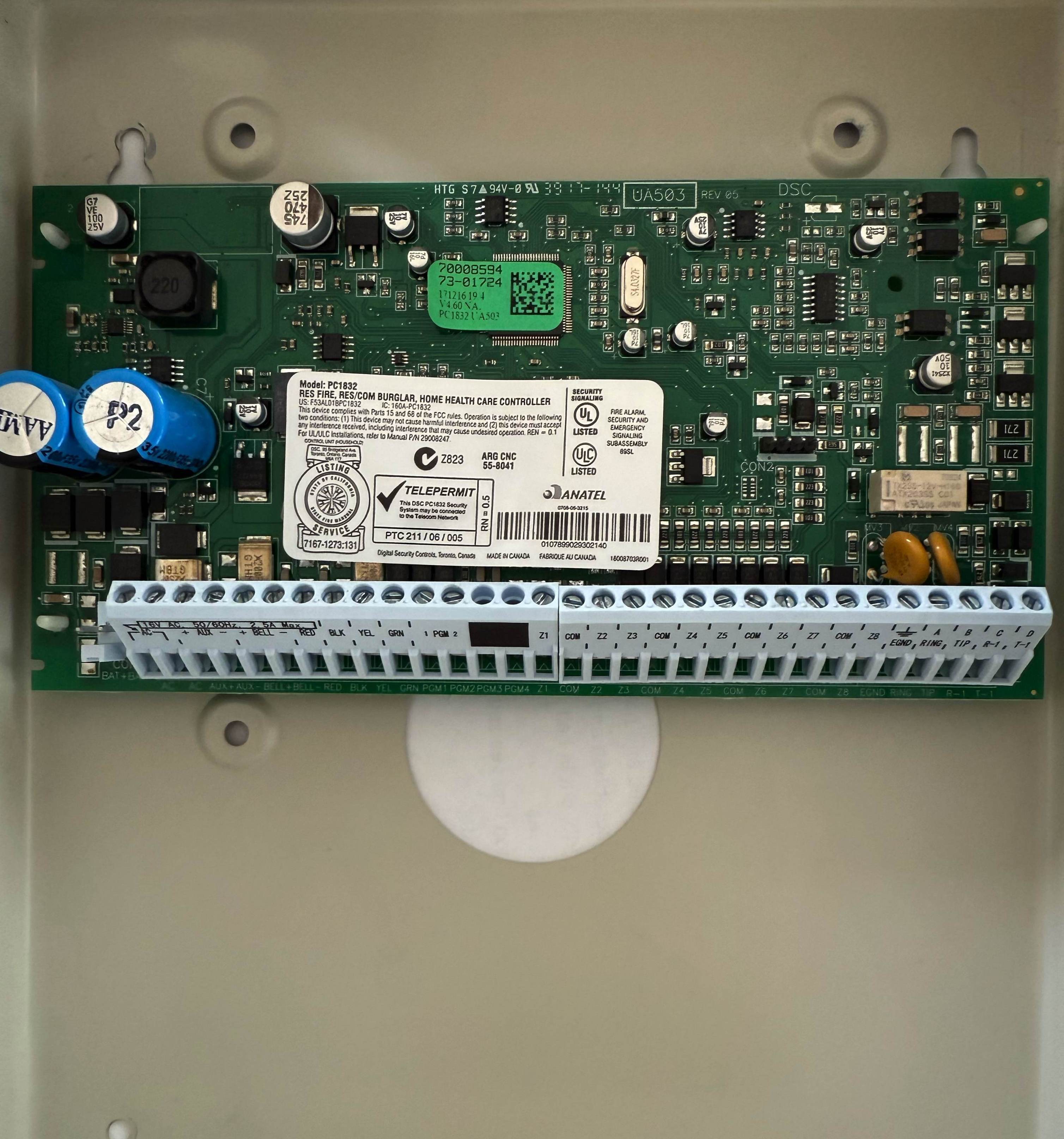 Box with new PC1832 panel