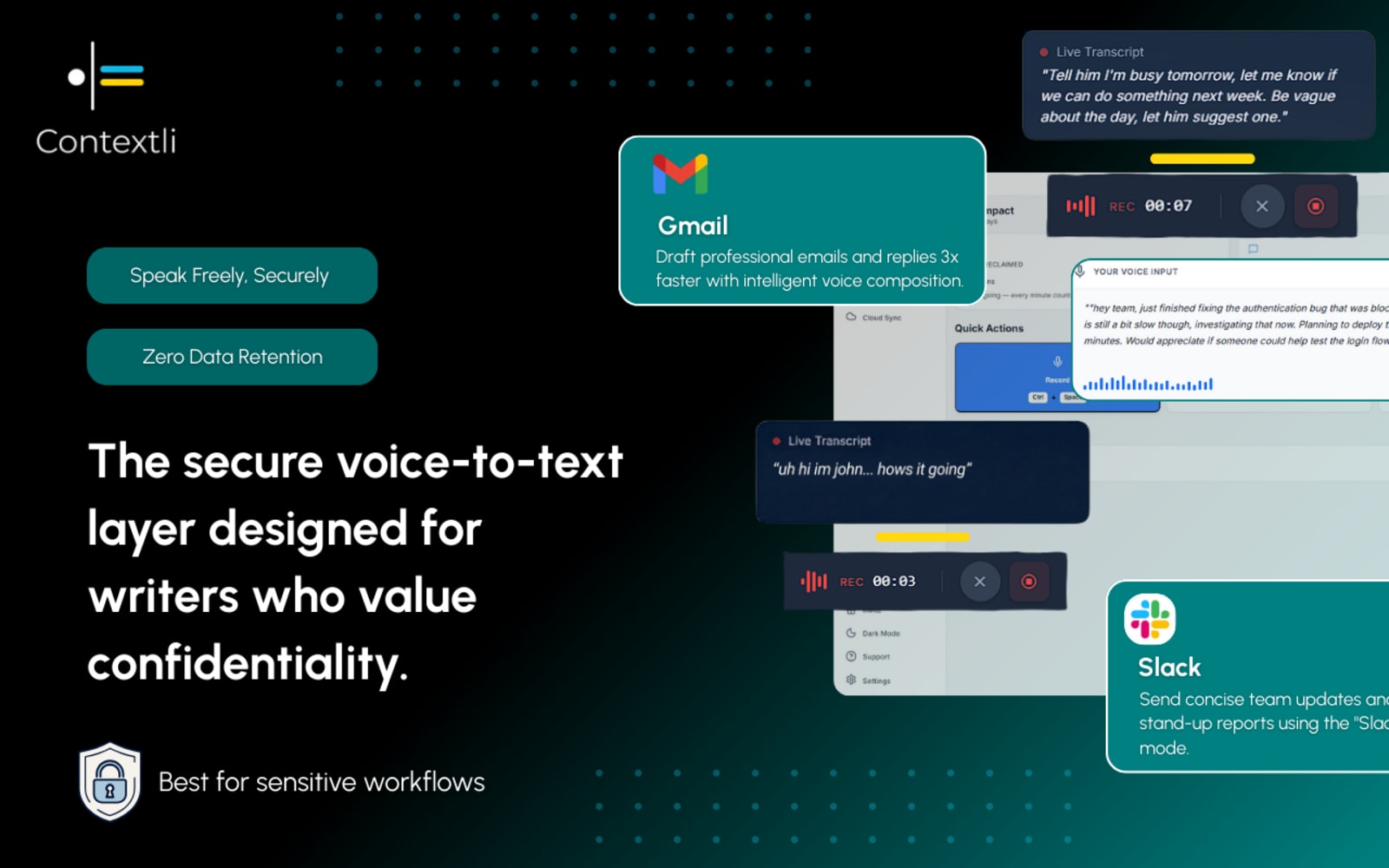 On-device, private by design - your audio never leaves your machine when using Contextli for AI notes