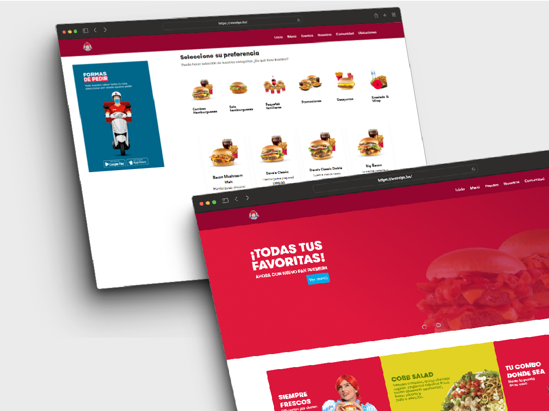 Sitio web oficial de Wendy's Honduras desarrollado en Laravel