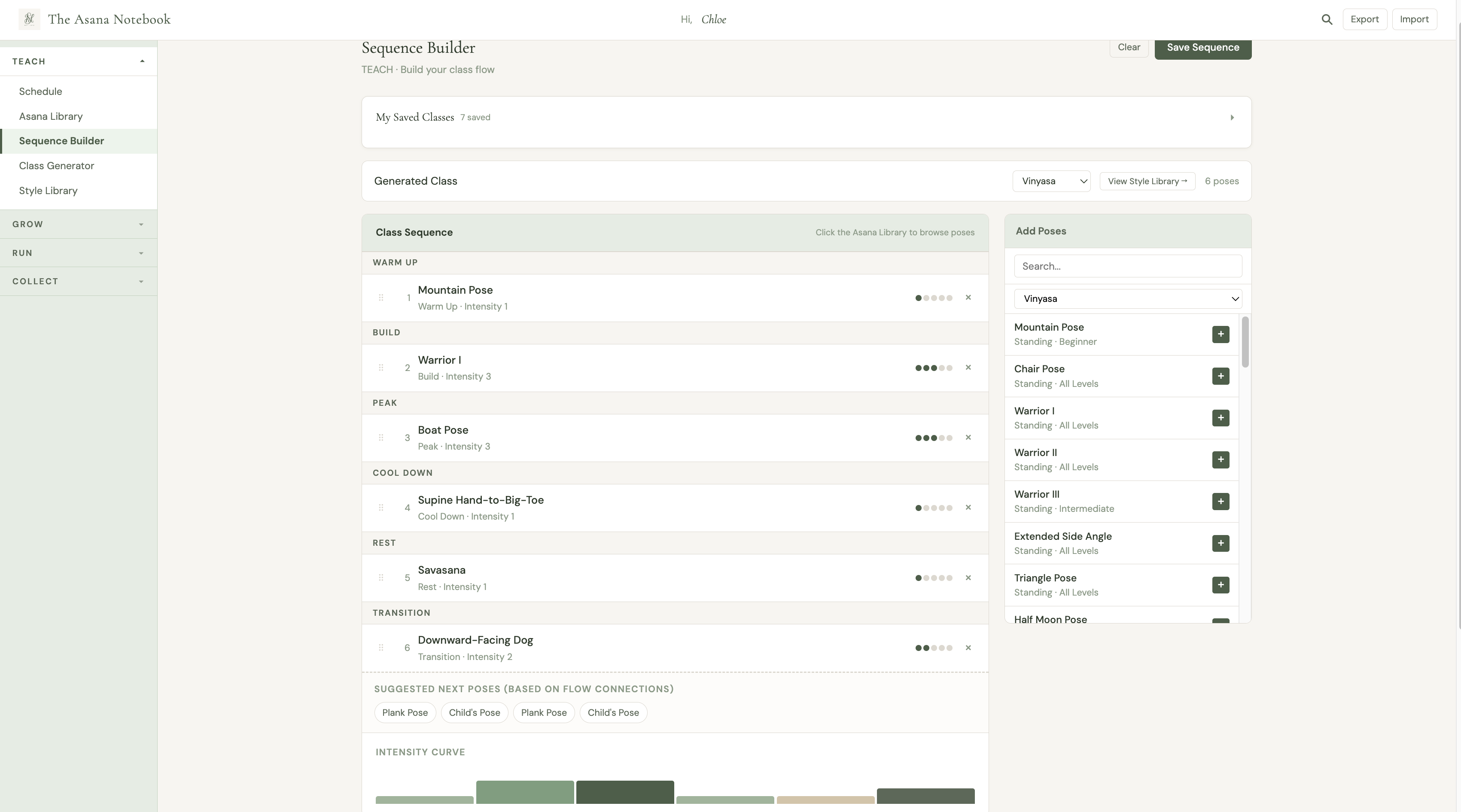 Sequence Builder screen