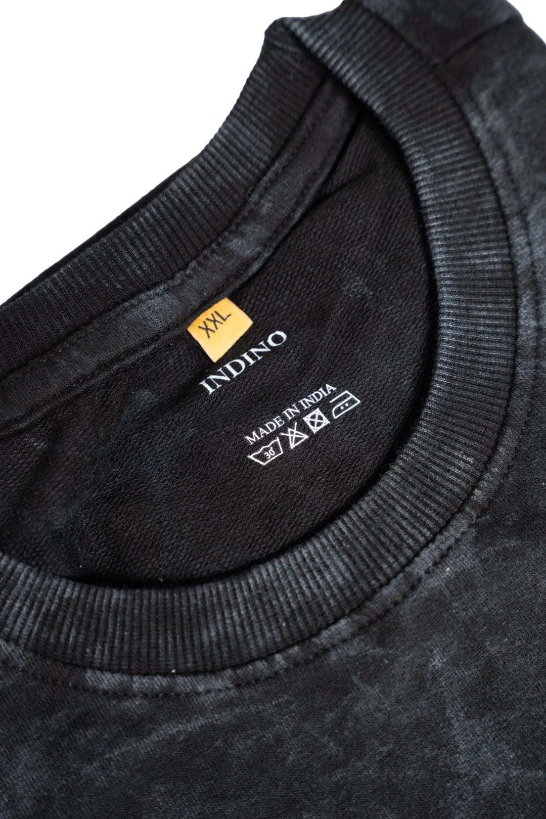 Solid Cotton Round Neck Acid Wash Oversized T-Shirt - Black (Acid Wash)