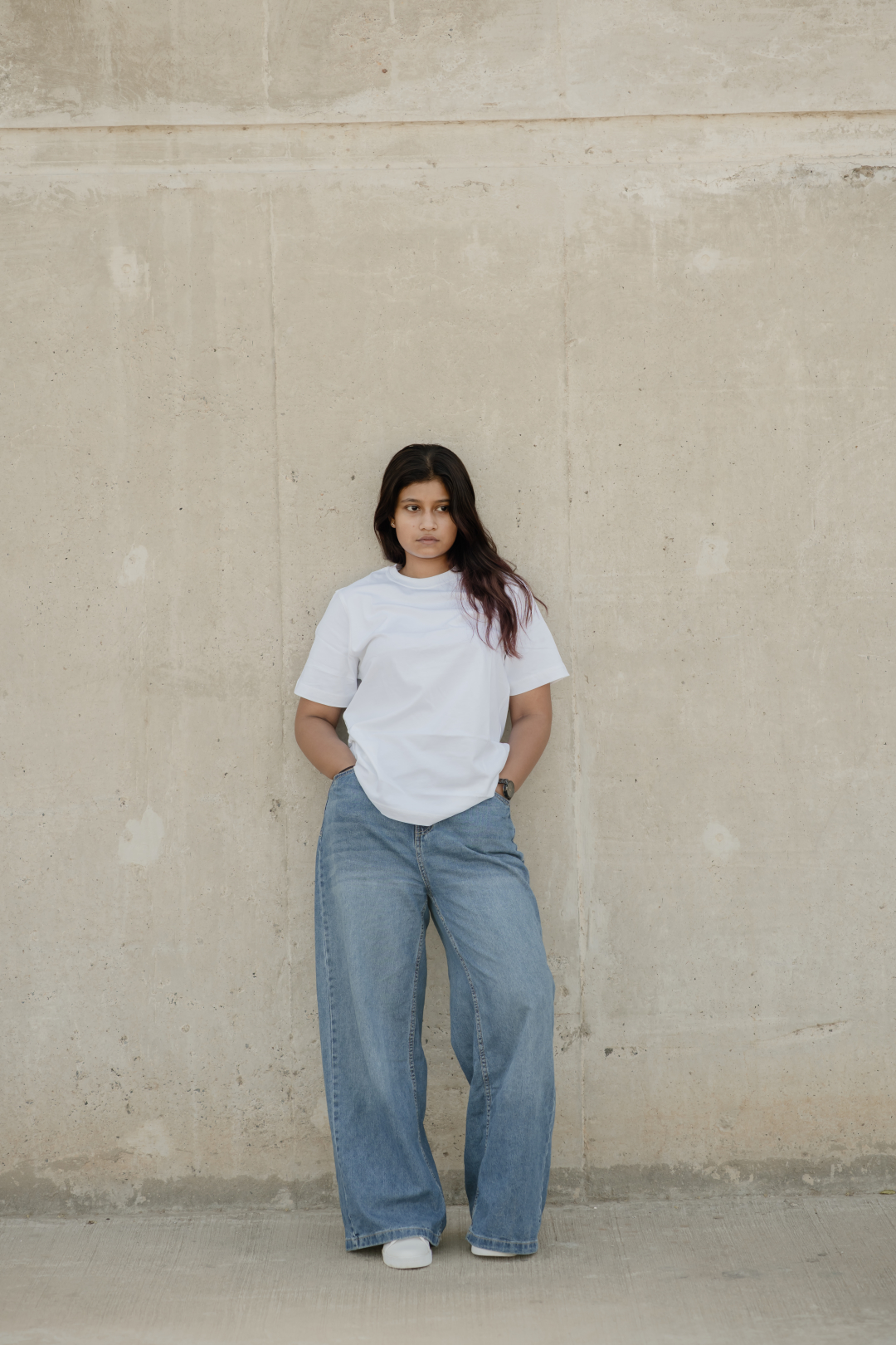 Solid Cotton Round Neck T-Shirt - White