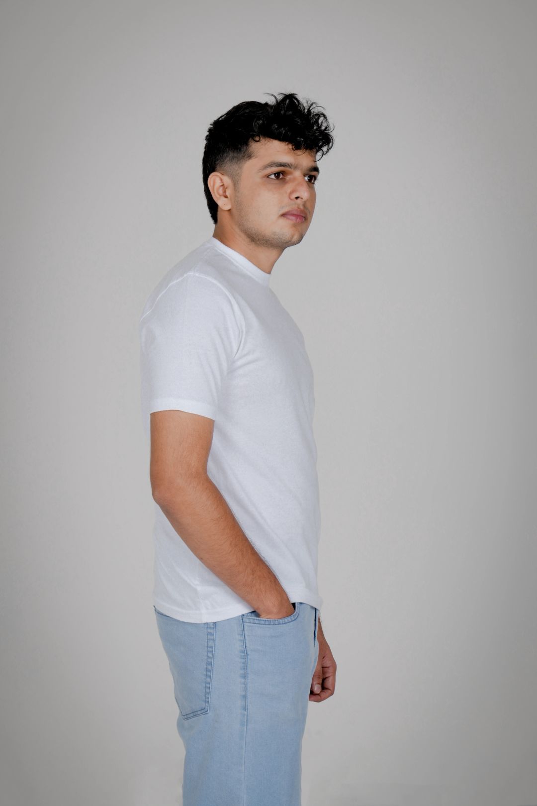 Solid Cotton Round Neck T-Shirt - White