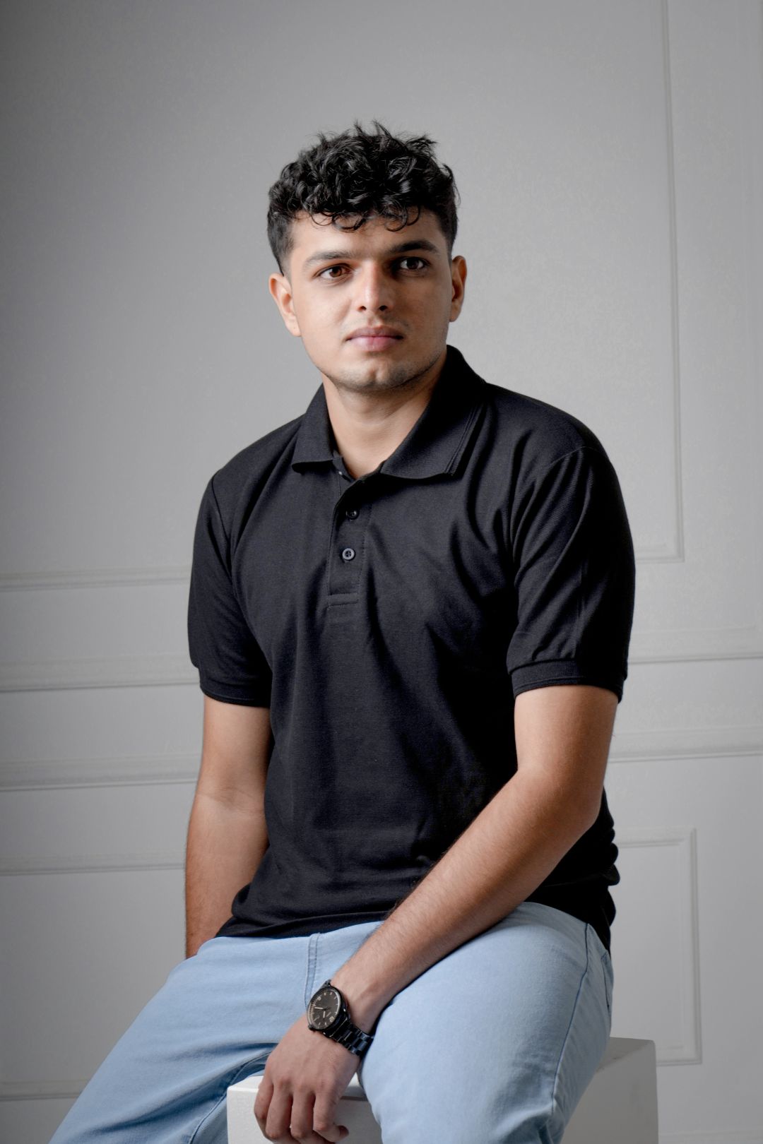 Solid Cotton Regular Fit Polo T-shirt - Black