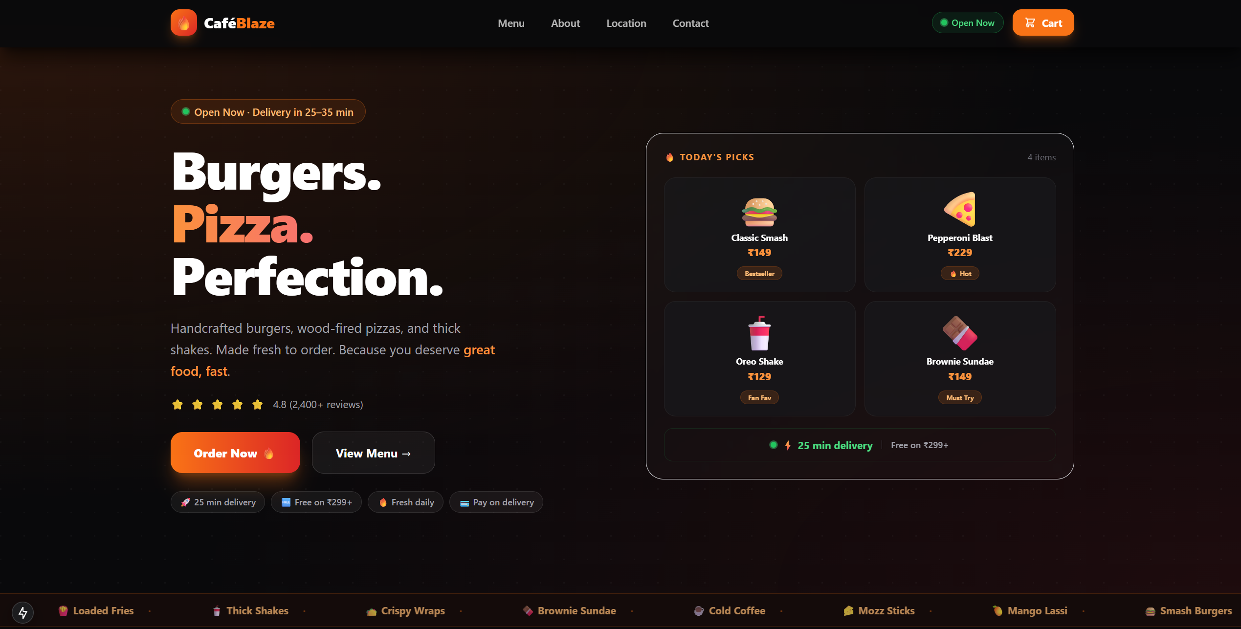 UIDrop Food Cafe Hero Landing - Restaurant UI design UIDrop Food Cafe Hero Landing - Restaurant UI design
