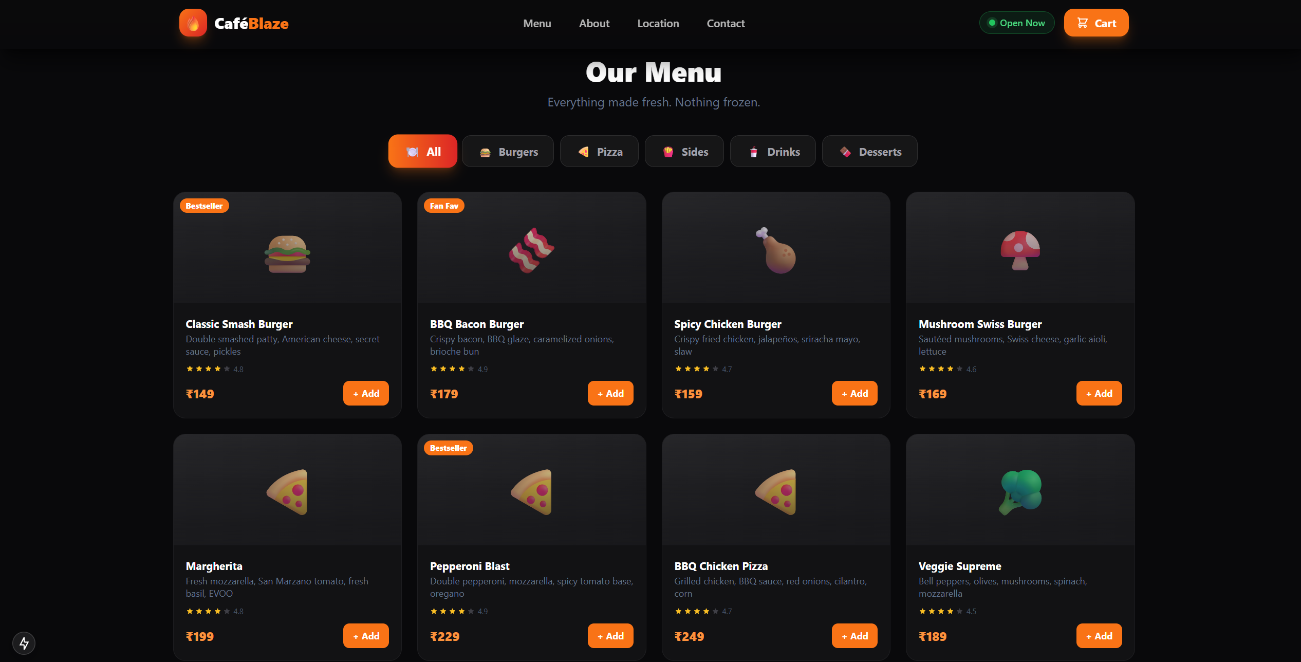 UIDrop Food Cafe Menu Page - Restaurant UI design UIDrop Food Cafe Menu Page - Restaurant UI design