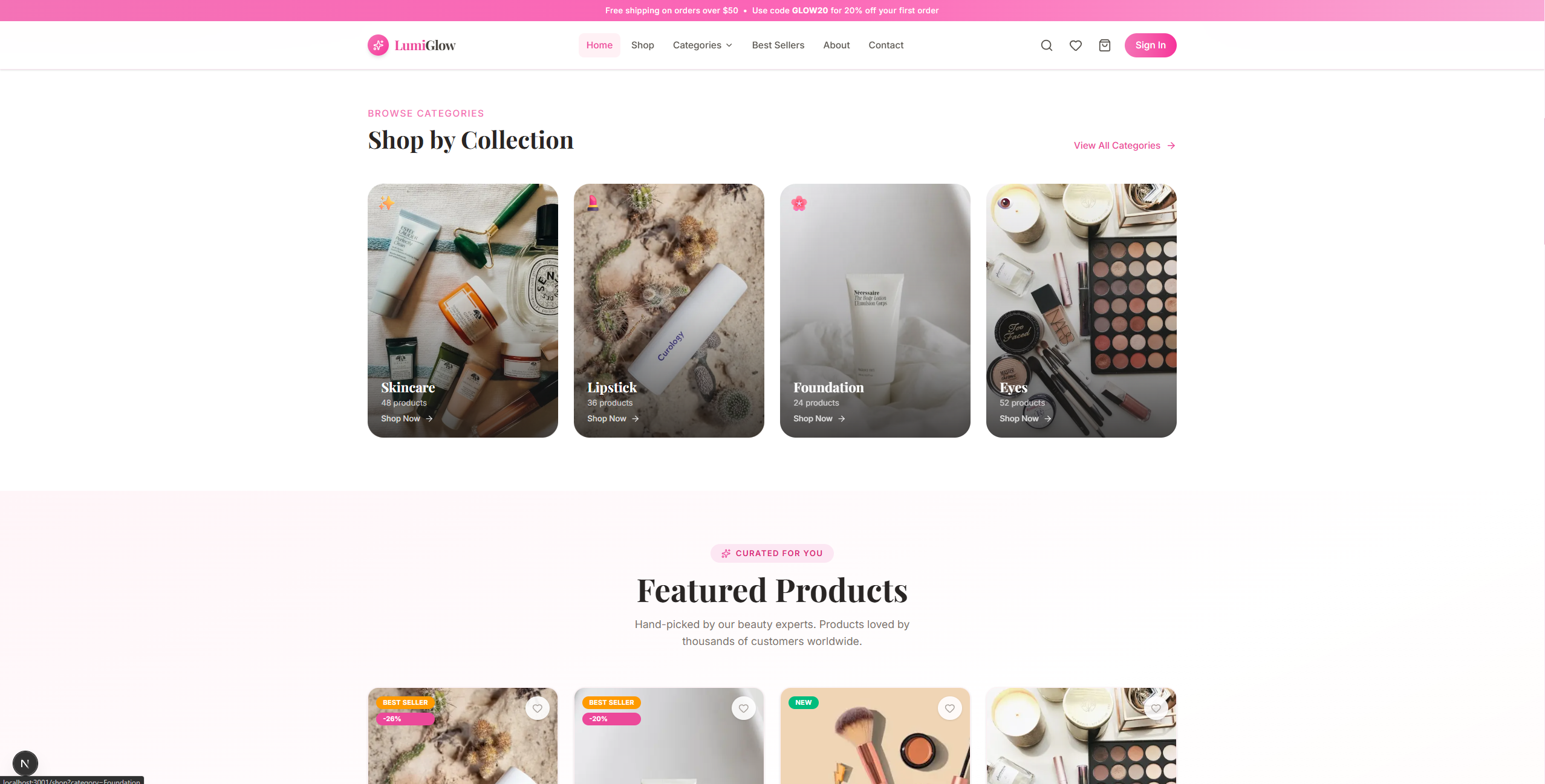 UIDrop LumiGlow Beauty – Premium Cosmetics & Skincare About Brand - Cosmetics UI design UIDrop LumiGlow Beauty – Premium Cosmetics & Skincare About Brand - Cosmetics UI design