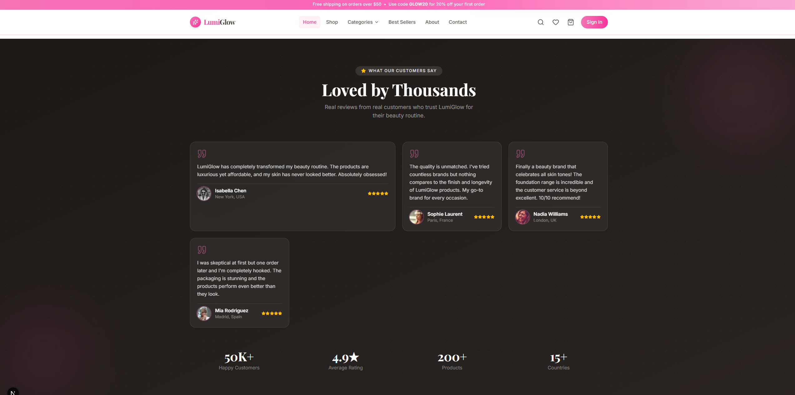 UIDrop LumiGlow Beauty – Premium Cosmetics & Skincare Product Listing - Cosmetics UI design UIDrop LumiGlow Beauty – Premium Cosmetics & Skincare Product Listing - Cosmetics UI design
