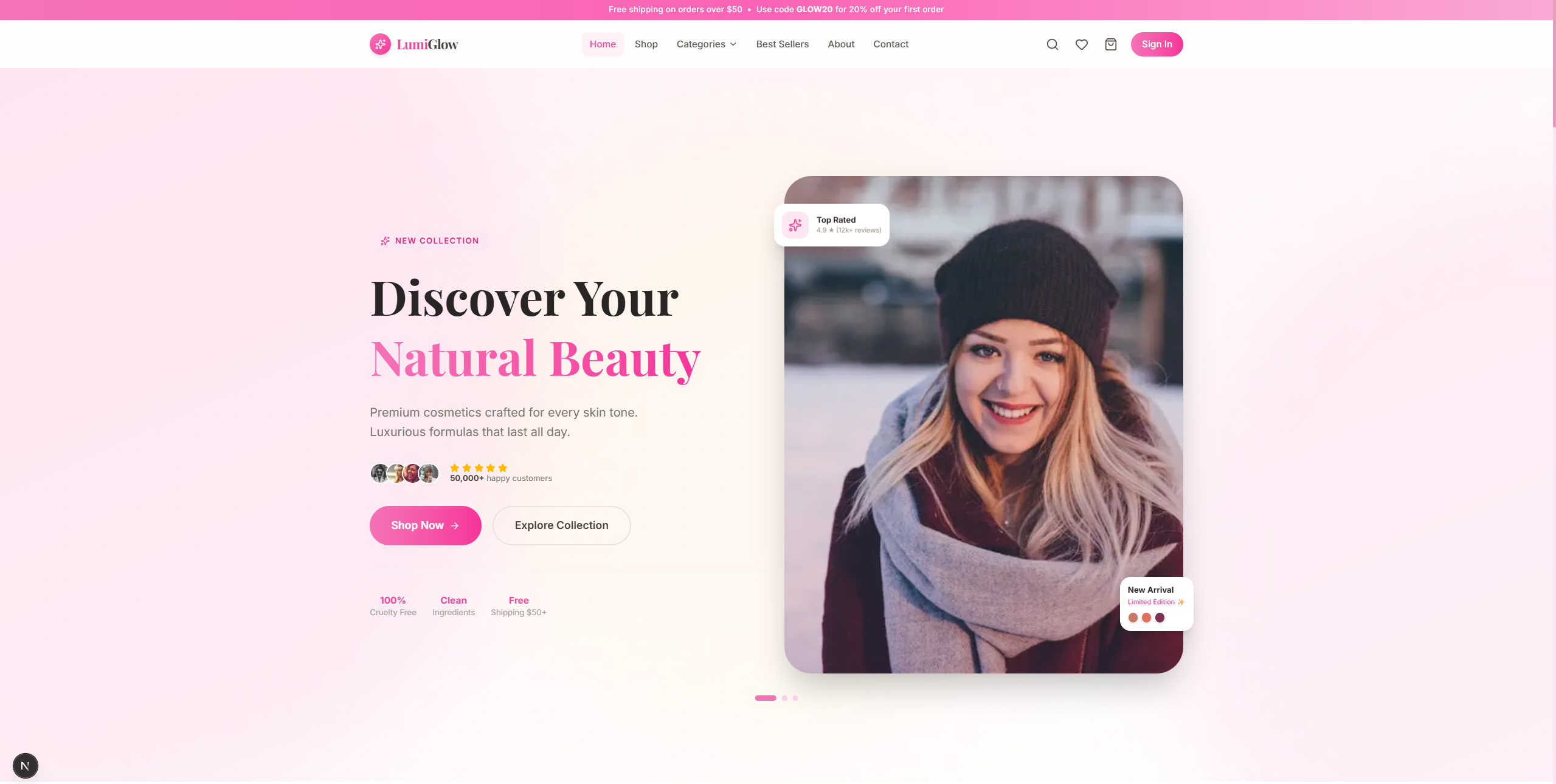 UIDrop LumiGlow Beauty – Premium Cosmetics & Skincare Product Detail - Cosmetics UI design UIDrop LumiGlow Beauty – Premium Cosmetics & Skincare Product Detail - Cosmetics UI design