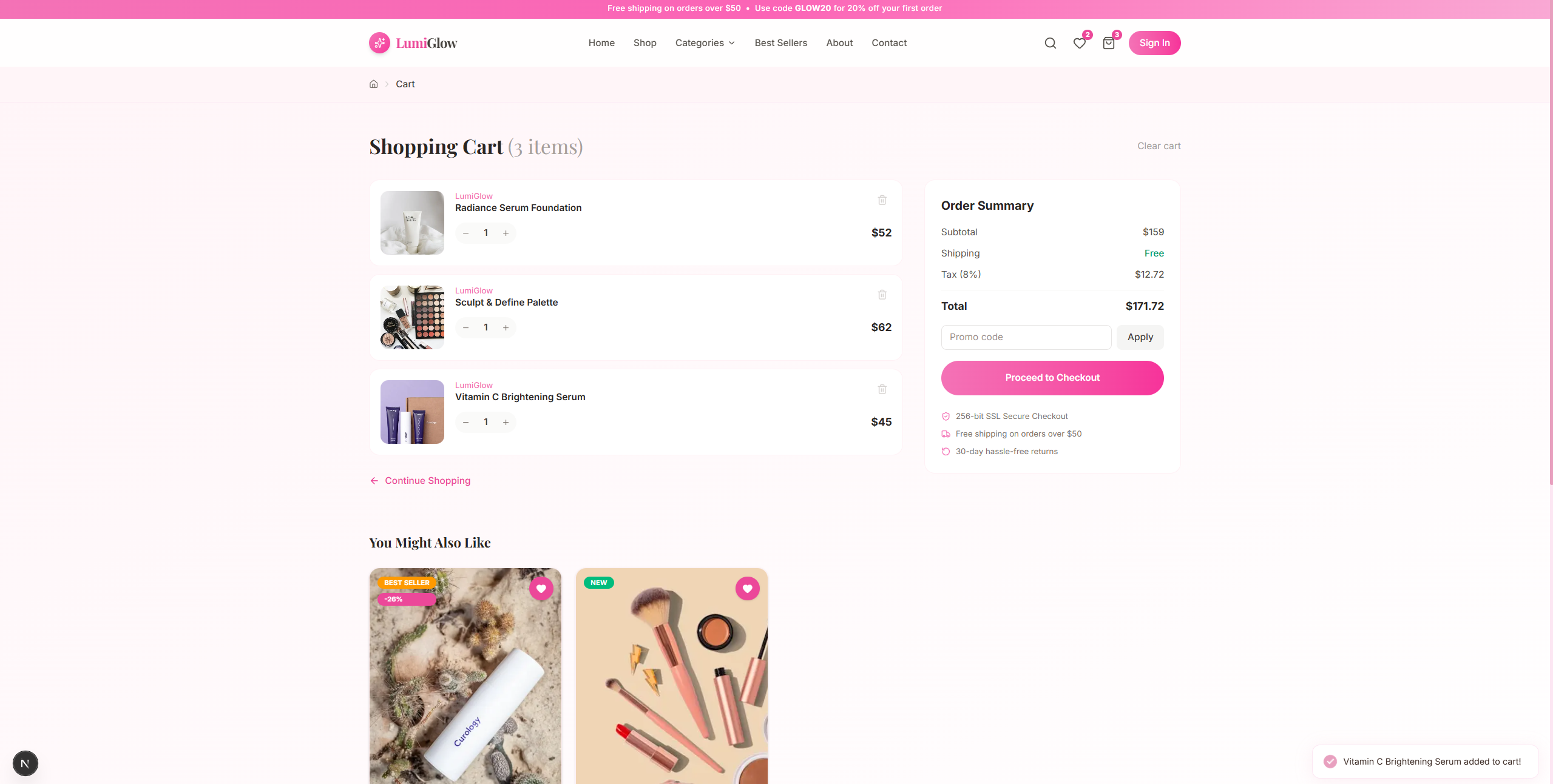 UIDrop LumiGlow Beauty – Premium Cosmetics & Skincare Page 8 - Cosmetics UI design UIDrop LumiGlow Beauty – Premium Cosmetics & Skincare Page 8 - Cosmetics UI design