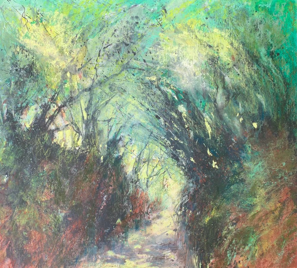 The Holloway. 40x40 Pastels, charcoal, ink, acrylic, gesso on mountboard