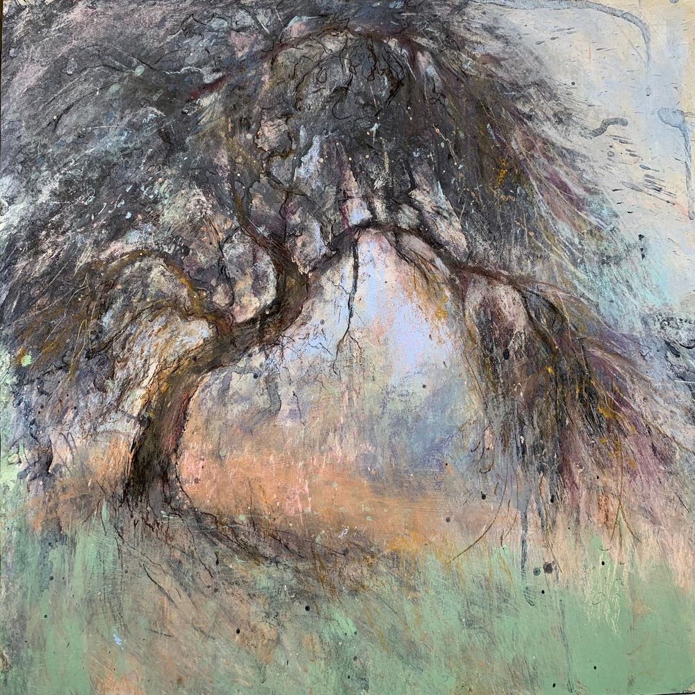 Winter orchard tree Pastel and Acrylic 40cm x 40 cm ( sold ) 
