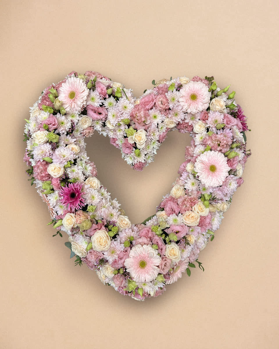 Classic Pastel Pink Funeral Heart - 1