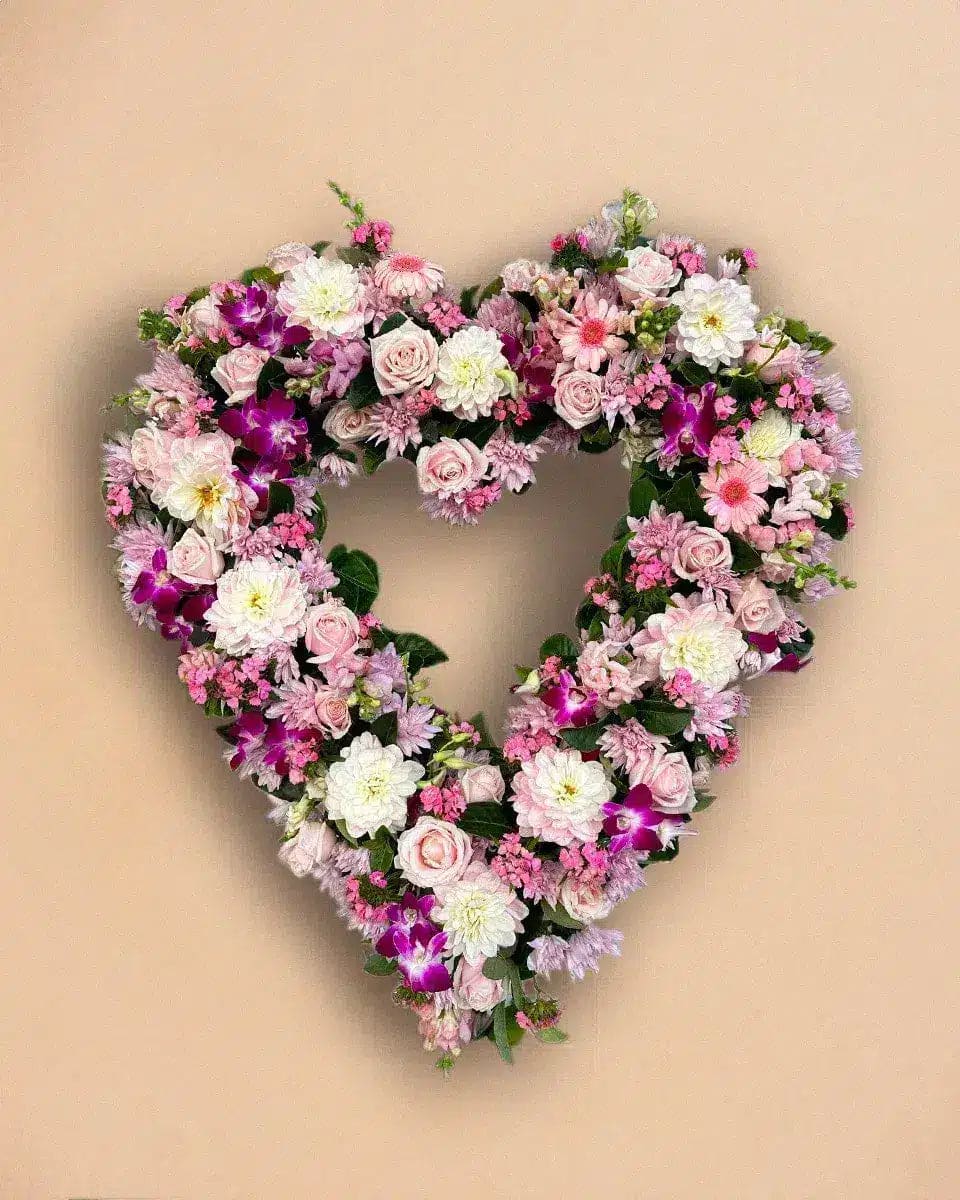 Classic Pink Funeral Heart