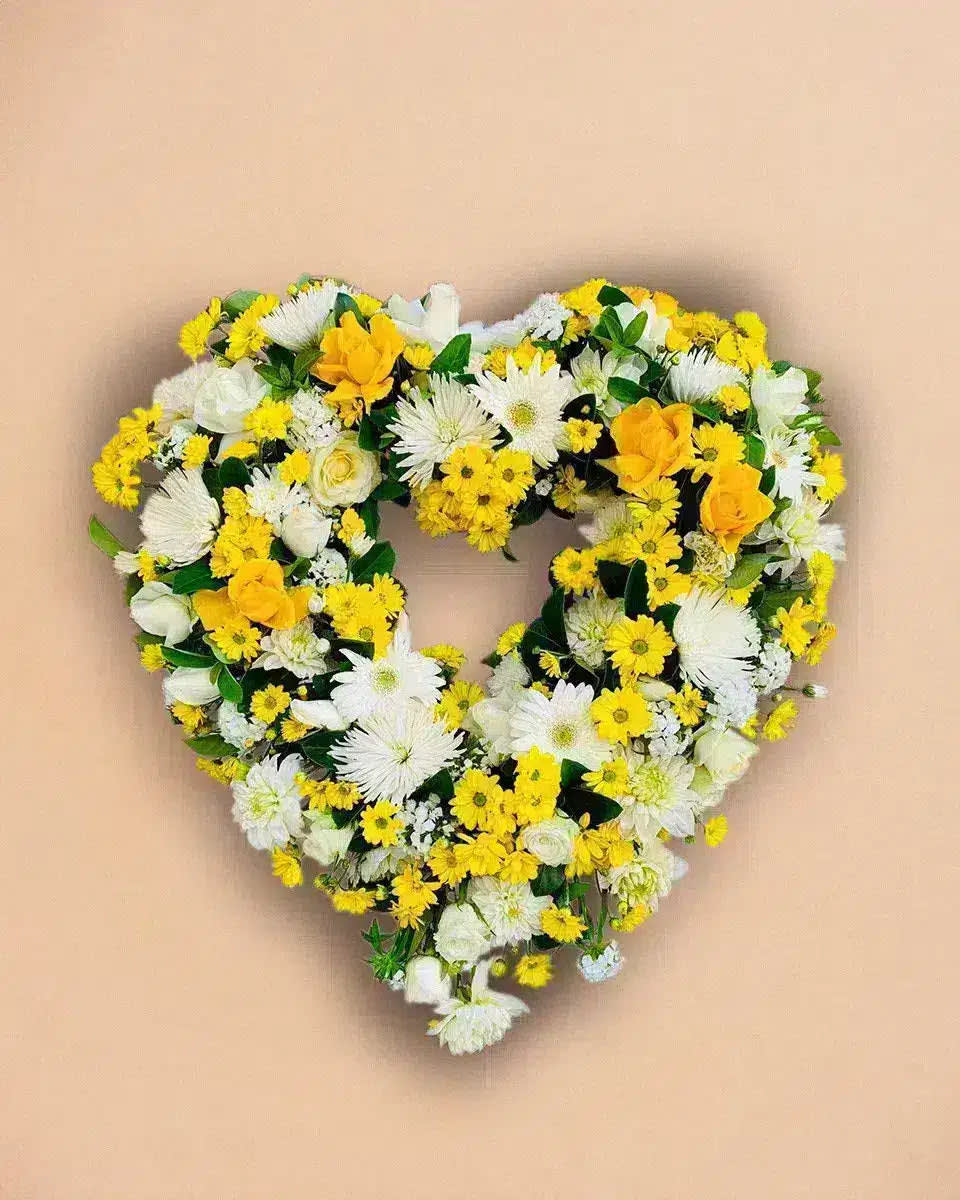 Classic Yellow Funeral Heart