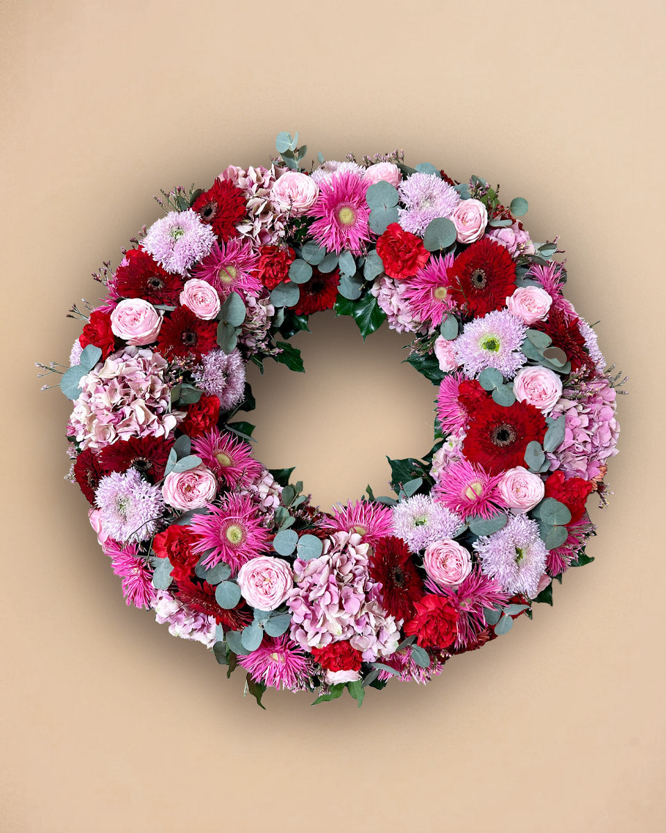 Couronne de deuil Prestige Rose & Rouge