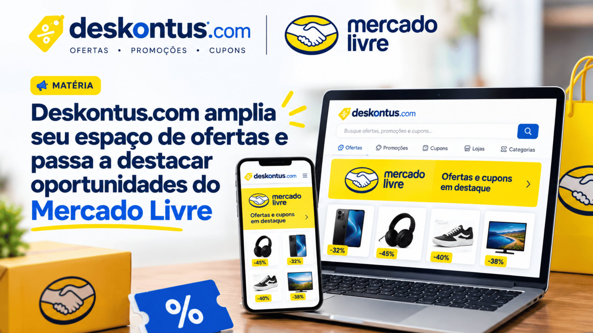 Deskontus.com amplia divulgação de ofertas e cupons do Mercado Livre