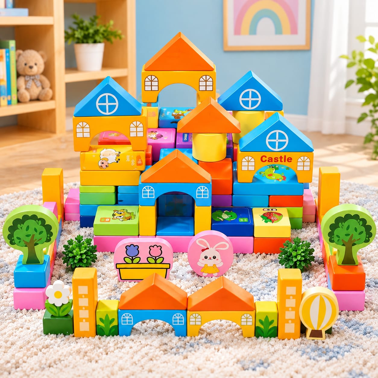 Montessory Building Block 100 pcs solid wood early education thumbnail 1