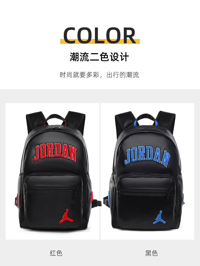 Contrast Trim Leather-Look Backpack