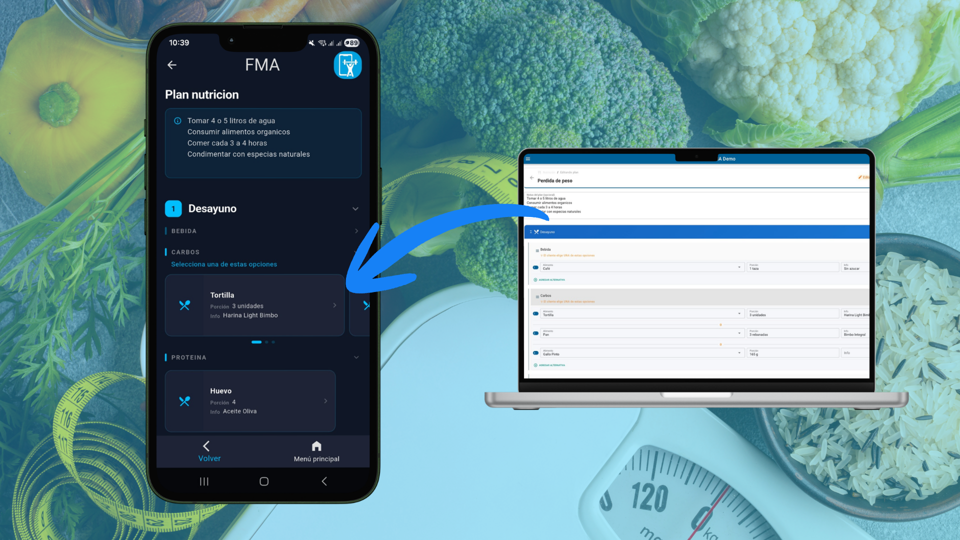 Plantillas de planes nutricionales FitManage — asignación a múltiples clientes con copia independiente editable
