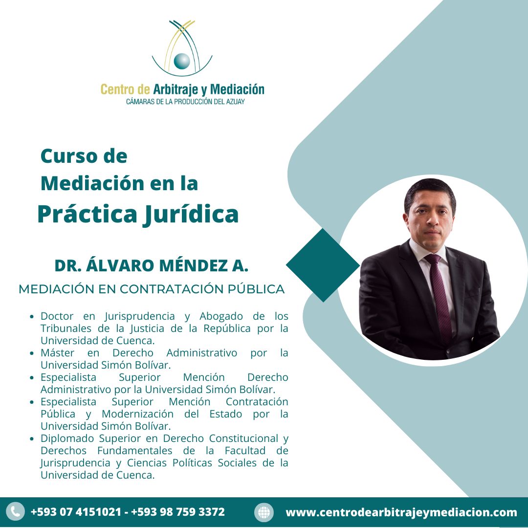 El gerente de Corpoiuslex, participará en el curso de mediación, organizado por la Cámara de Arbitraje y Mediación como ponente. imagen