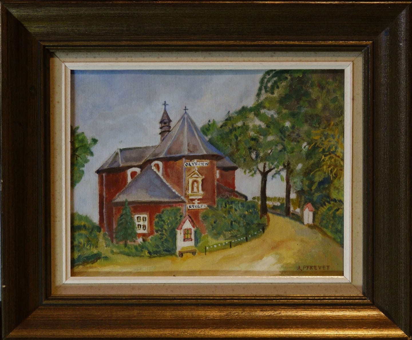 Olieverf op paneel - 27x21cm - A.Pyckevet. Pyckevet was een onderwijzer van Assenede.