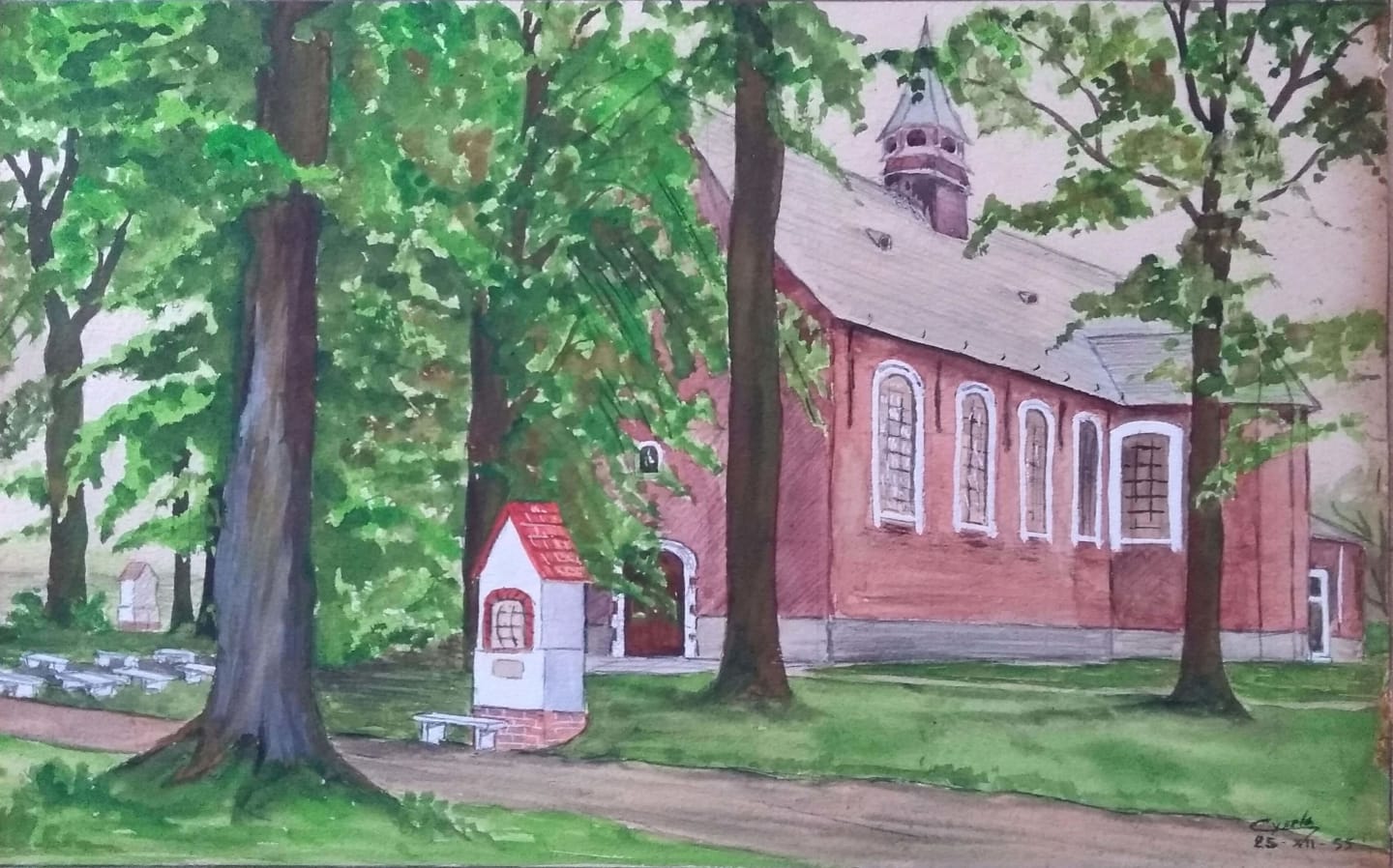 Aquarel op papier -  1955 - 24x16cm - Gratien Gijsels