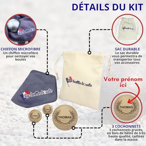 Vue 2 de Kit Cochonnet Petanque Personnalise