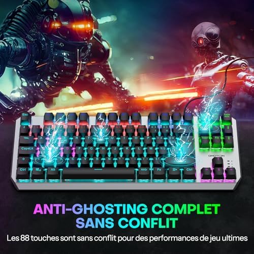 Vue 3 de Omoton Clavier Gamer Mecanique