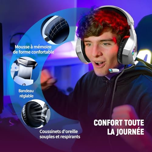 Vue 4 de Ozeino Casque Gaming Pour