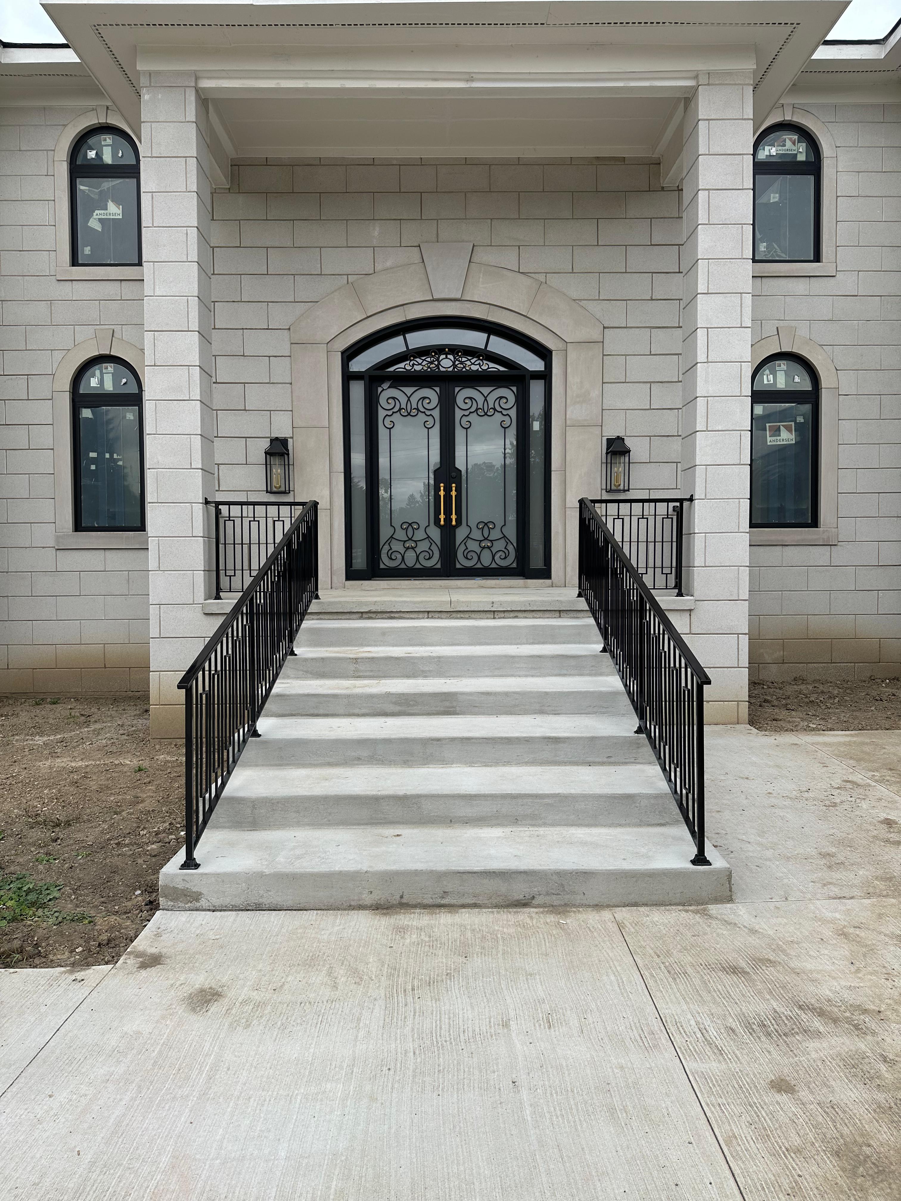 Custom steel exterior handrail fabricated by Hot Fab Welding in Warren, MI