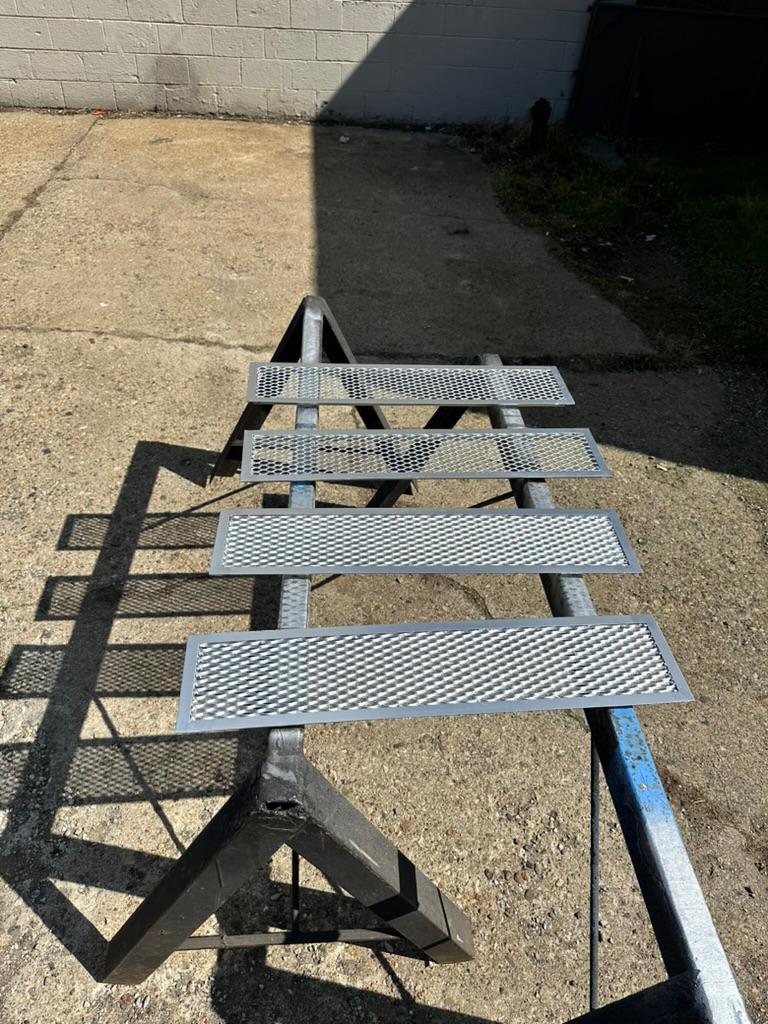 Aluminum mesh stair treads custom fabricated by Hot Fab Welding in Warren, MI