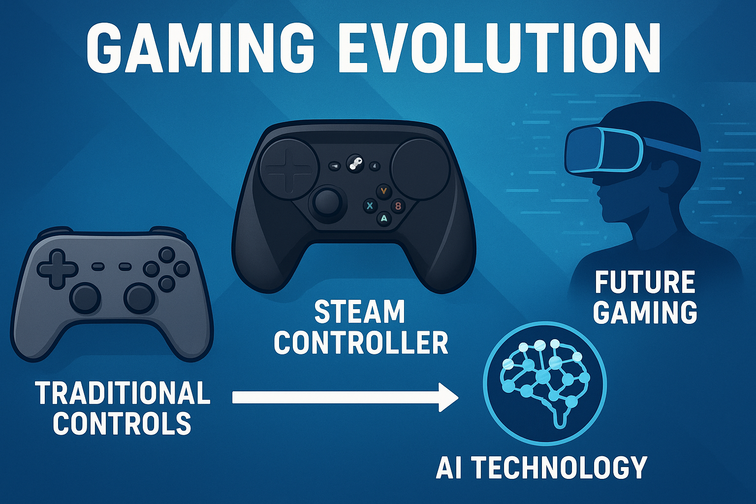 Infographic explaining the role of AI and Steam Controller in the gaming industry