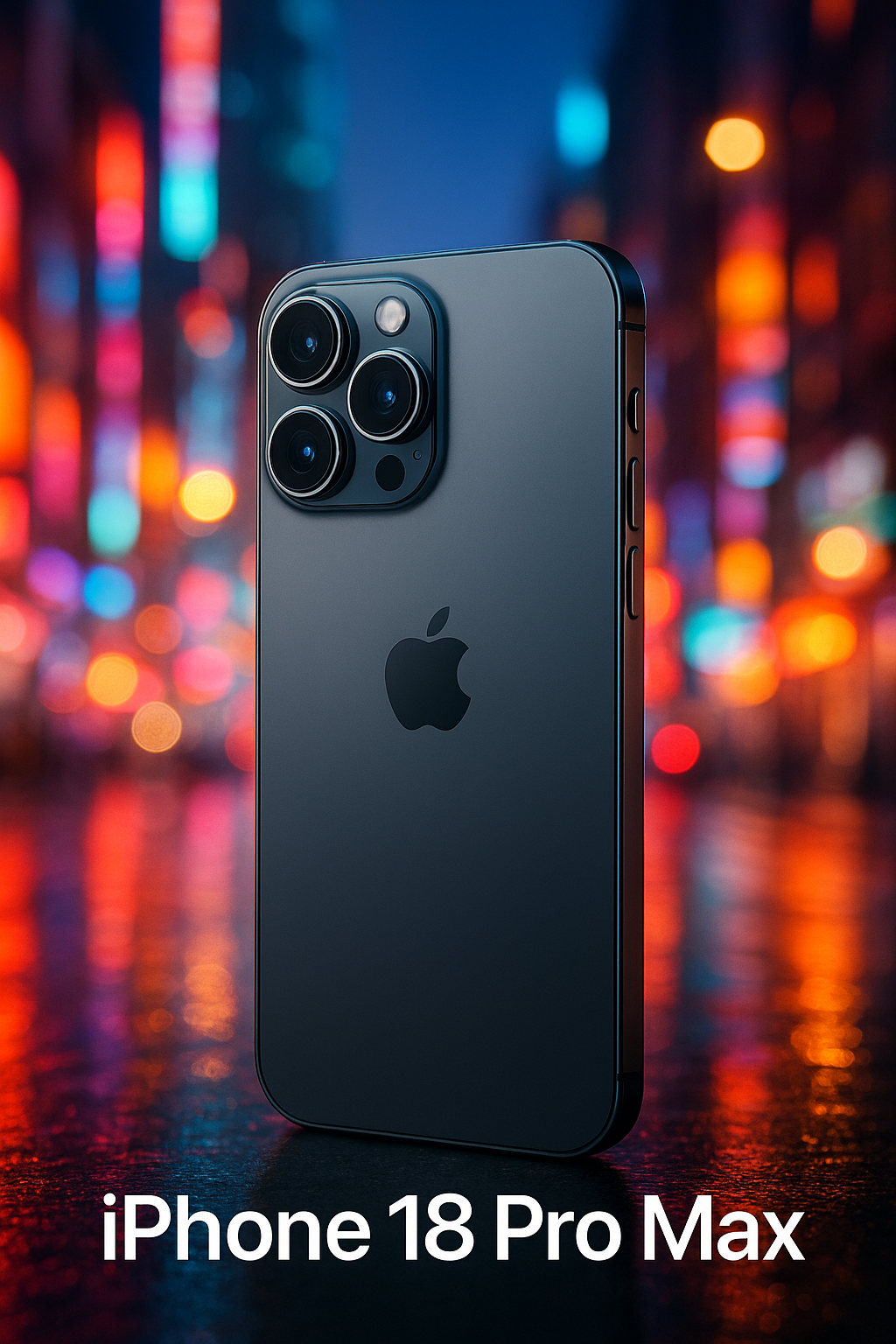 Apple iPhone 18 Pro Max in a modern city setting, illustrating cutting-edge technology and design.