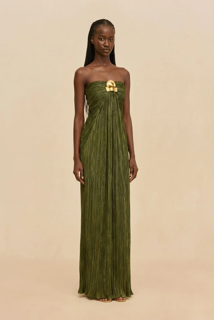 green wedding guest dress — Cult Gaia Sequoia Gown – Deep Pasture