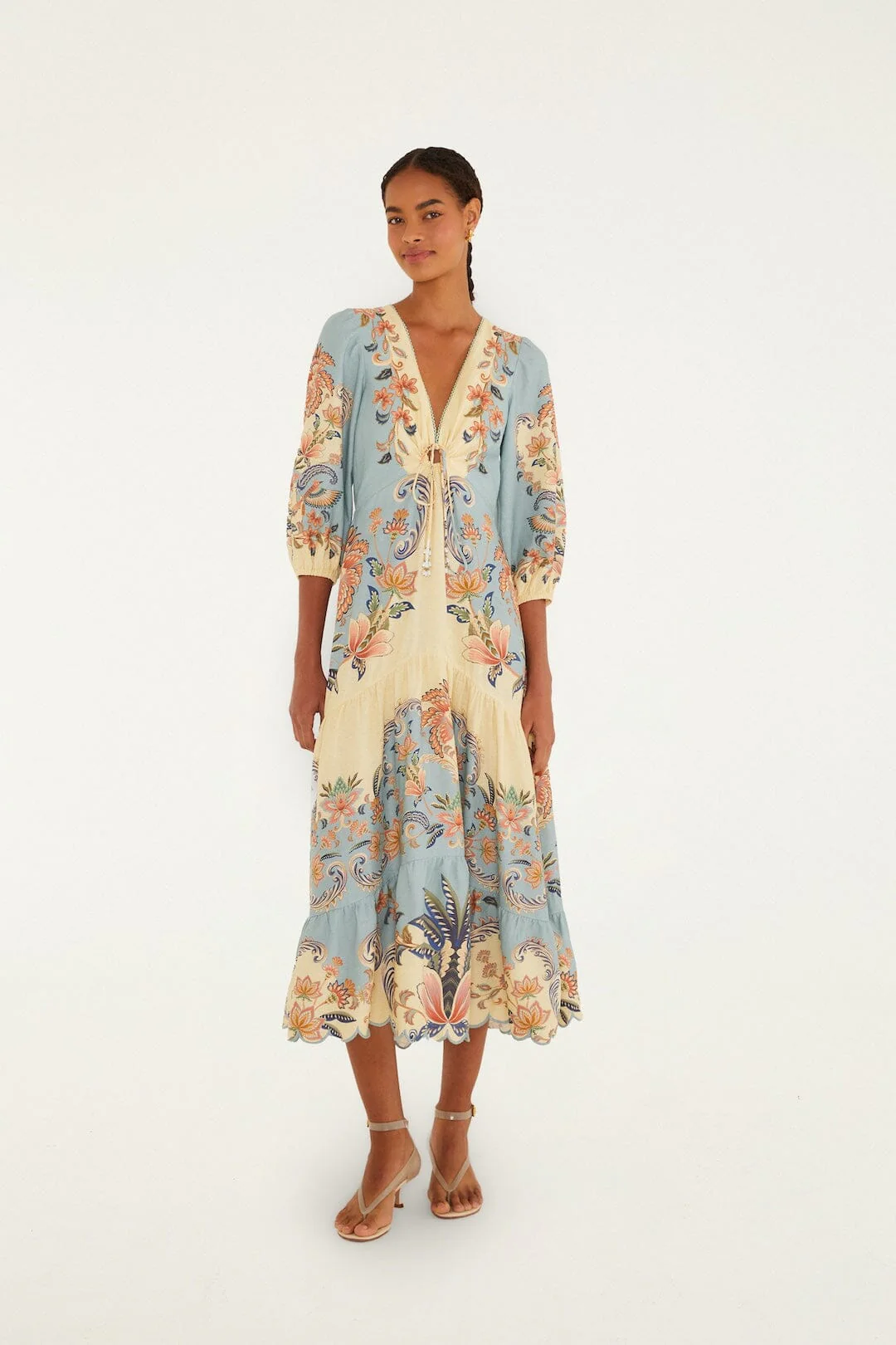 modest wedding guest dress — Farm Rio Boho Beauty Butter Maxi Dress