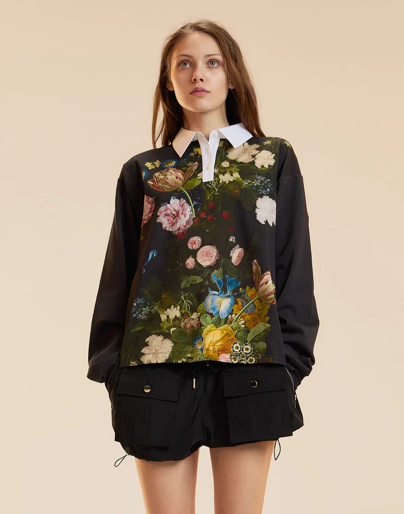 summer outfit ideas going out — Cynthia Rowley Printed Cotton Rugby Shirt
