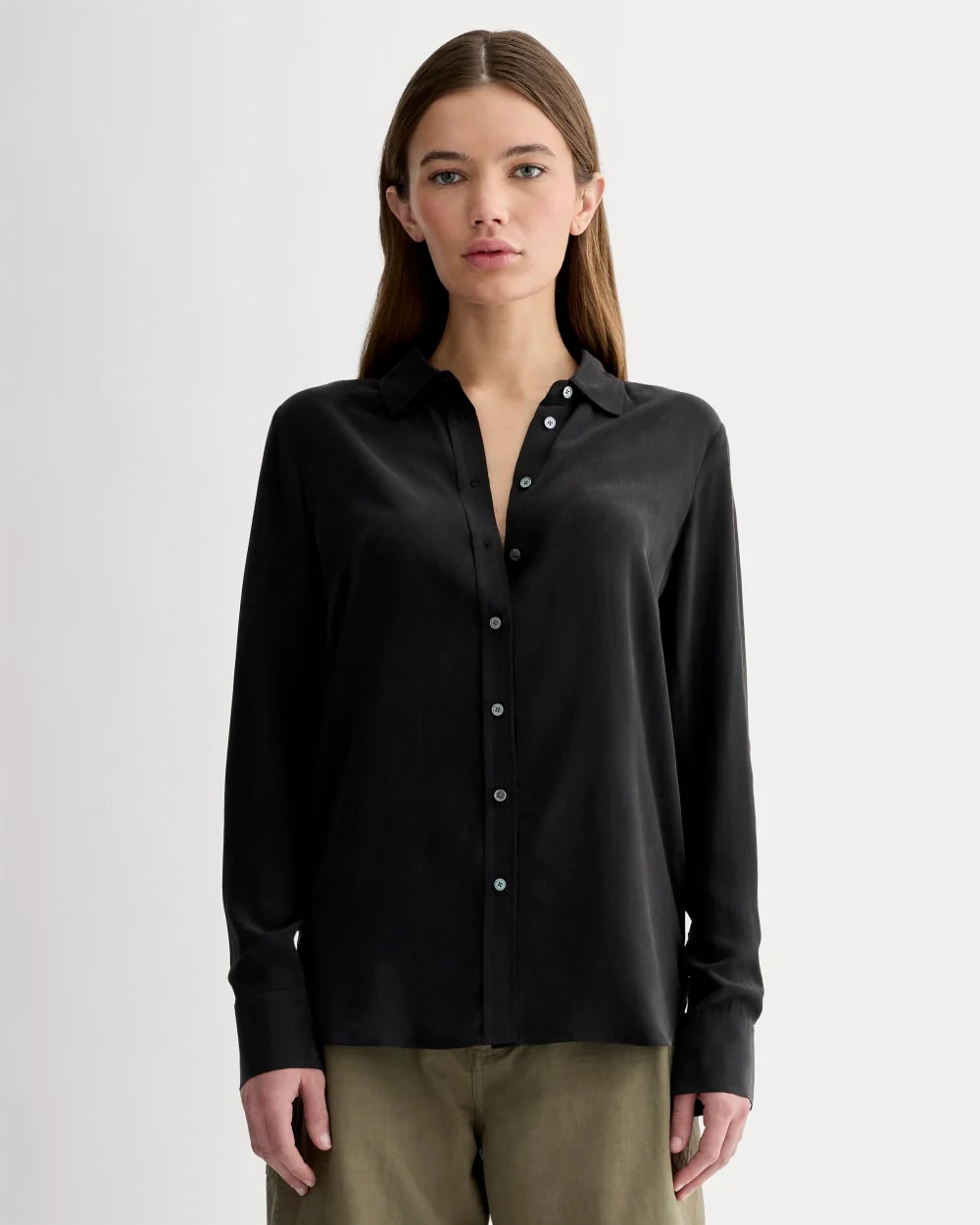60 degree weather outfit — Everlane Clean Silk Relaxed Shirt