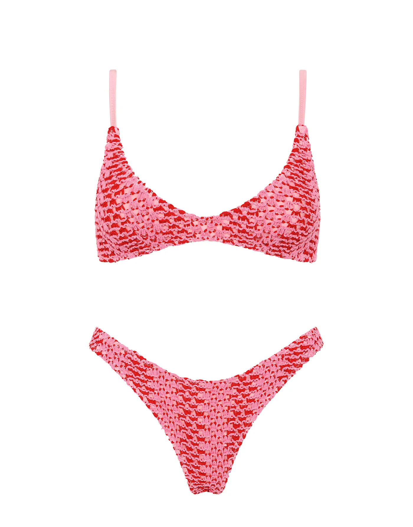 beach vacation outfits — Triangl MAIA - ALINA Pink Crochet Scoop Bikini Set
