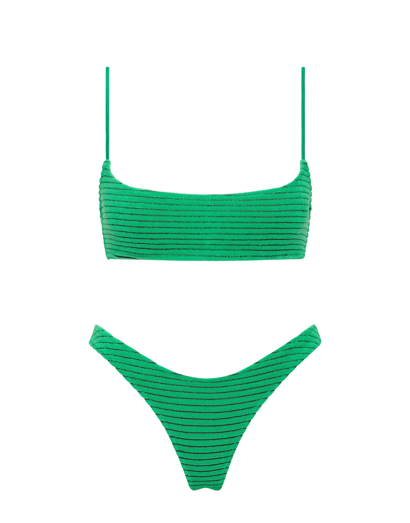 beach vacation outfits — Triangl MICA - HUBE Green Terry Towelling Crop Bikini Set