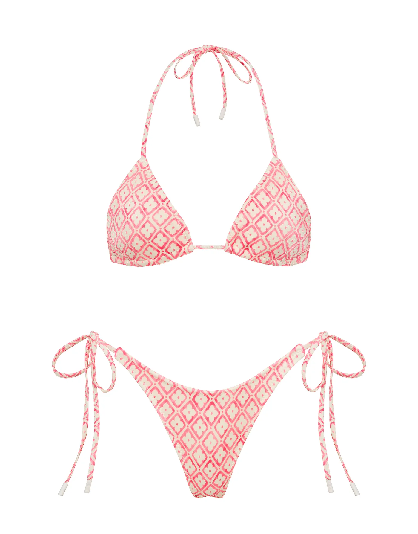 beach vacation outfits — VINCA - PORTE Pink Geometric Triangle Bikini Set