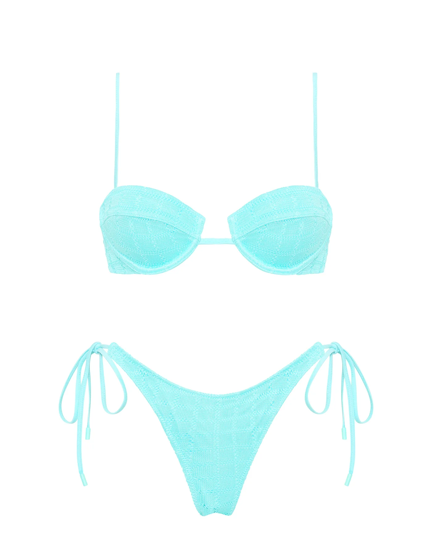 beach vacation outfits — Triangl MALA - JAVE Blue Crochet Balconette Bikini Set