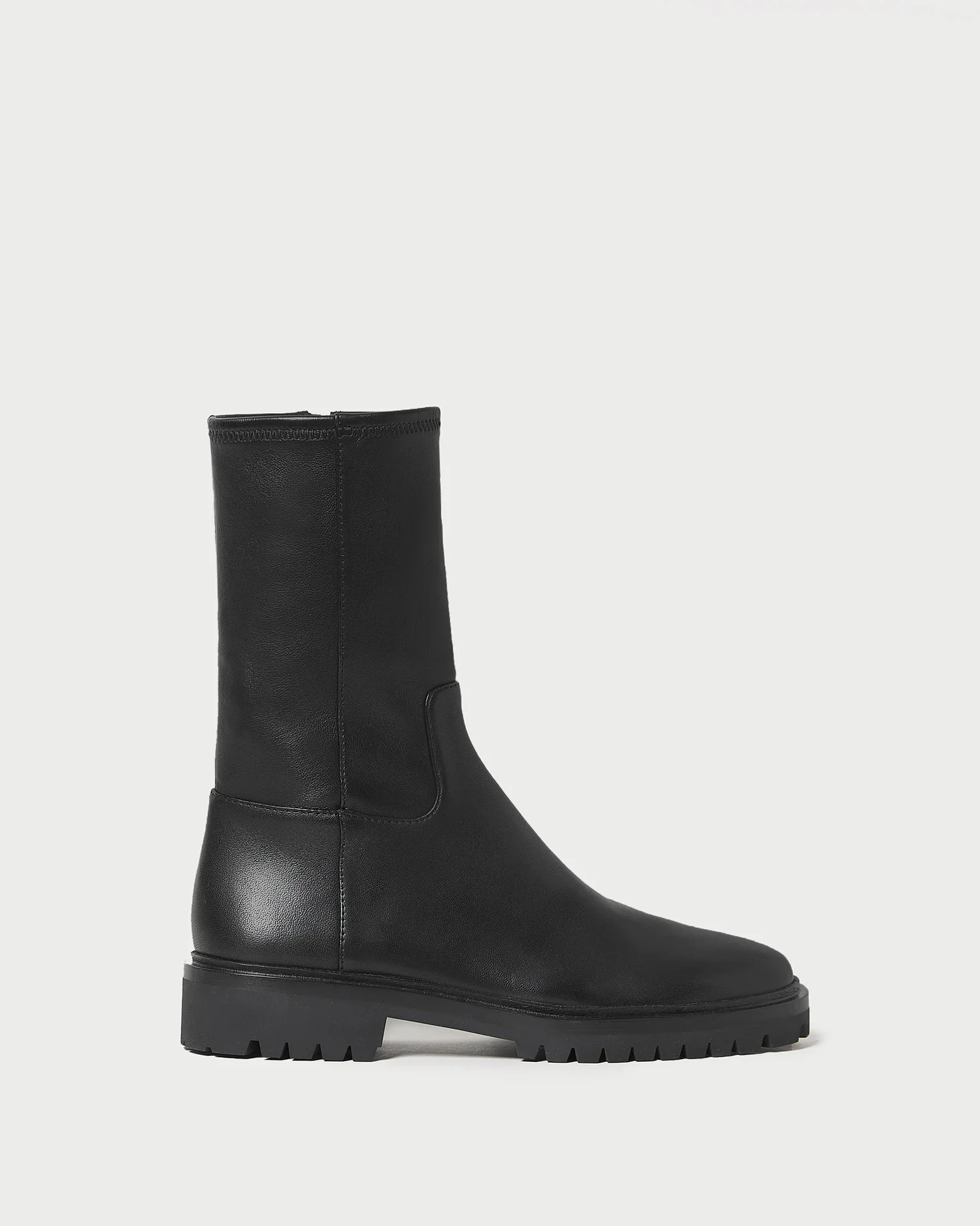 Danny Black Leather Lug Boot